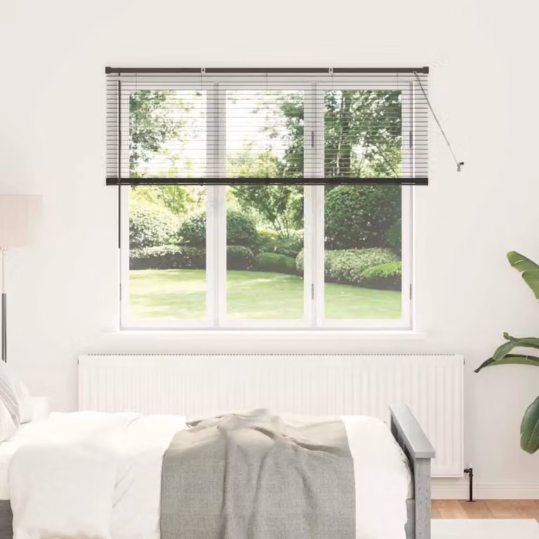 Tenda Veneziana vidaXL in Alluminio Nero, L: 130 cm, H: 155 cm, Larghezza lamelle: 25 mm