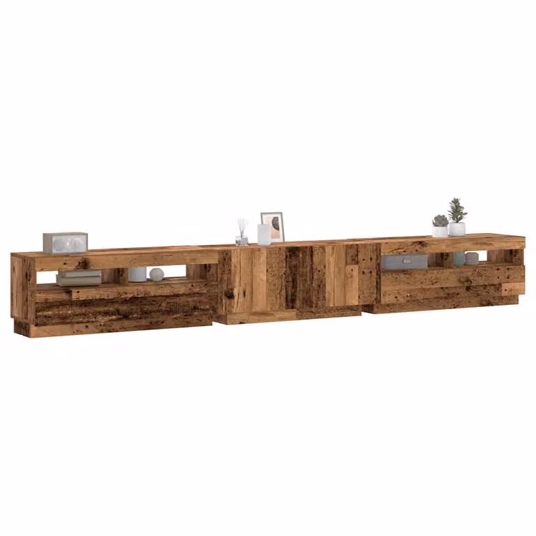 Mobile Porta TV vidaXL con LED in Legno Antico Marrone, L 300 x P 40 x H 35 cm