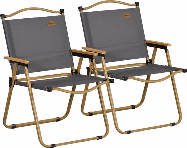 Set di 2 sedie pieghevoli da esterno Outsunny con braccioli in tessuto Oxford e acciaio verniciato, Grigio