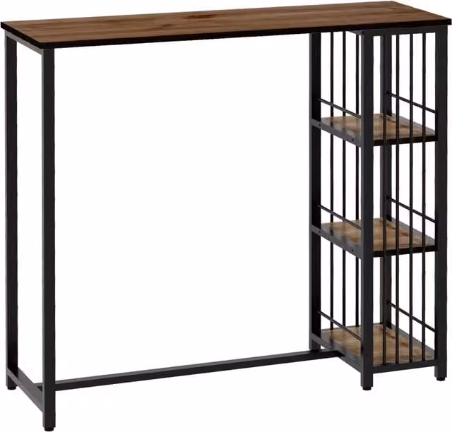 Tavolo bar alto XYLO con 3 ripiani in stile industrial, nero e marrone, L/P/H: 120 x 40 x 105 cm