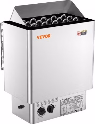 Stufa per Sauna Elettrica VEVOR da 8 kW in Acciaio Inox Argento, Riscaldatore Portatile per Uso Domestico e Commerciale (8-12 m³), 400 V 3 N con Timer Integrato
