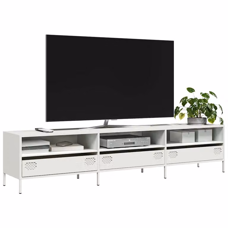 Mobile TV vidaXL in metallo bianco L: 202 cm, P: 39 cm, H: 43,5 cm