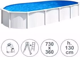 Piscina fuori terra ovale WHITE POOL in acciaio blu e bianco L: 730 cm, P: 360 cm, H: 130 cm