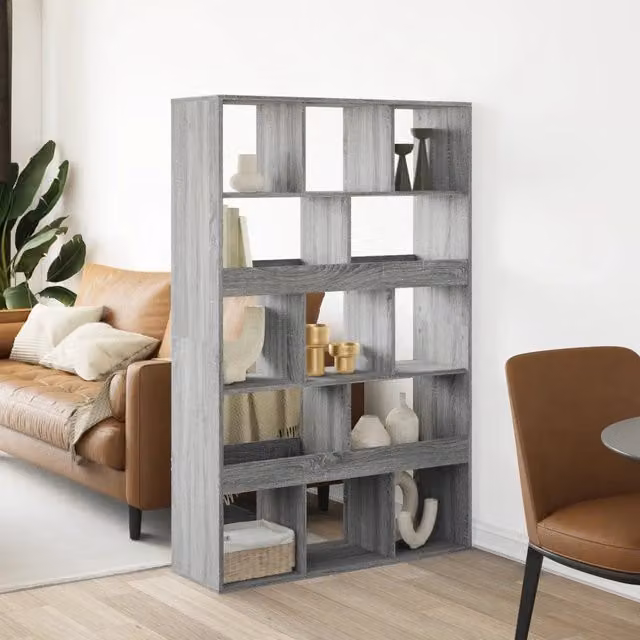 Libreria vidaXL Grigio Opaco in MDF da appendere al muro L: 100 cm, P: 33 cm, H: 156,5 cm