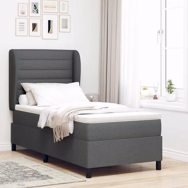 Letto a molle con materasso vidaXL in tessuto Grigio scuro L/P/H: 200 x 100 x 40 cm