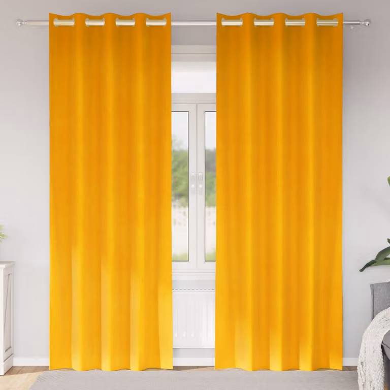 Set di 2 tende oscuranti in velluto vidaXL, colore giallo, L: 140 cm, H: 245 cm