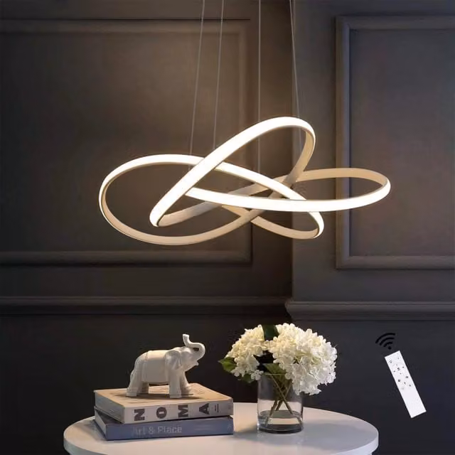 Lampada a sospensione LED ZMH bianca con telecomando, dimmerabile e altezza regolabile, ideale per soggiorno, sala da pranzo e cucina, 62W