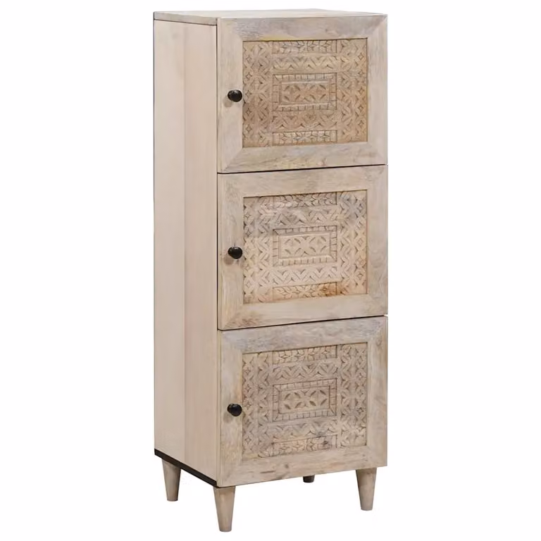 Credenza moderna vidaXL in legno di mango bianco L 40 cm x P 33,5 cm x H 110 cm