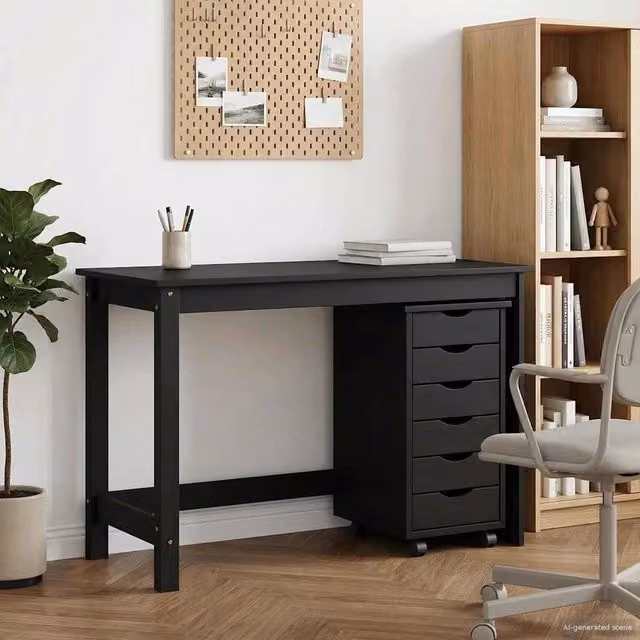 Set scrivania e mobiletto su ruote MOSS vidaXL Nero 2 pezzi