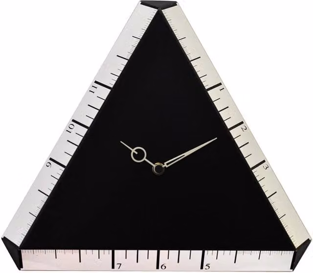 Orologio da parete analogico Pirondini Italia Pitagora nero con design geometrico triangolare L: 38 cm, P: 38 cm, H: 38 cm