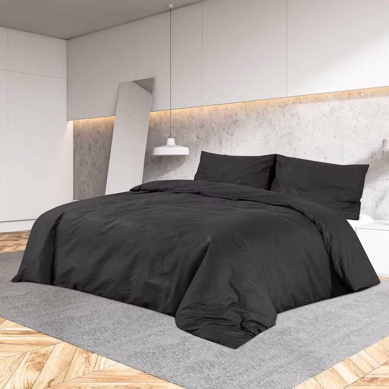 Set Copripiumino e Federe vidaXL in Cotone Nero L 260 cm x P 240 cm