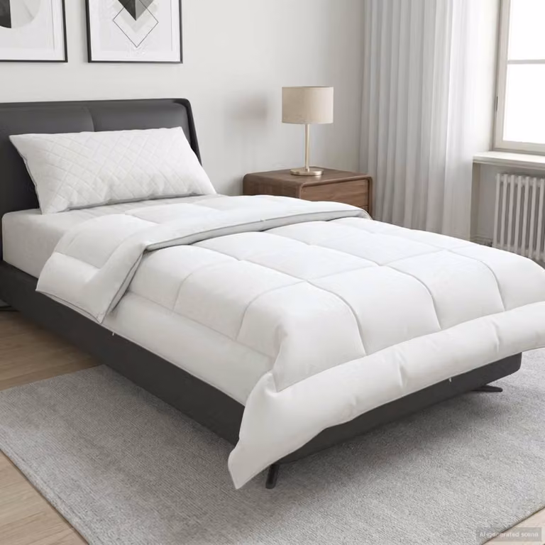 Piumone 4 stagioni vidaXL FULDA in bianco con 90% piuma d'oca, L 155 x P 200 cm, 210 GSM
