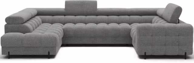 Divano panoramico convertibile FACTORY Meublorama a 3 posti, colore grigio, con angolo sinistro, vano contenitore e funzione letto, L/P/H: 346 x 205 x 93 cm