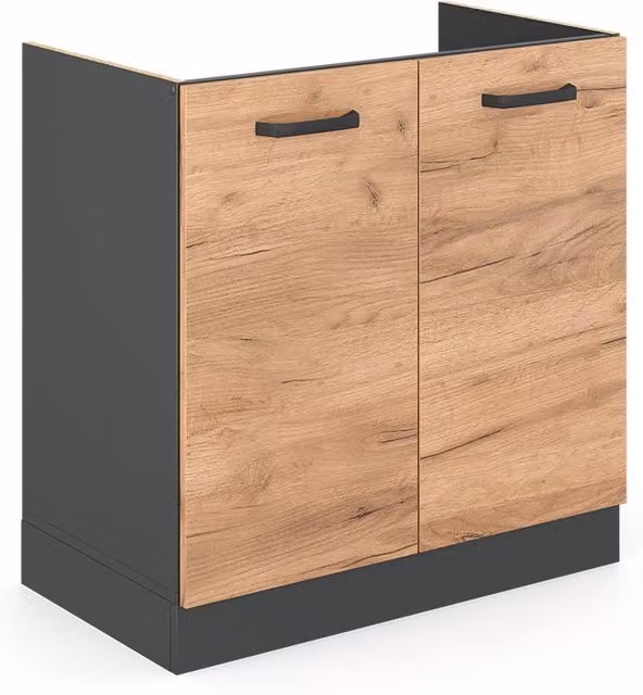 Mobile lavello cucina Vicco R-Line Rovere e Antracite L: 80 cm senza piano di lavoro