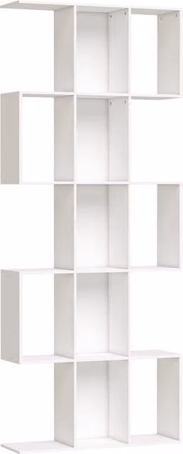 Libreria a forma di S HOMCOM con 5 livelli per soggiorno, camera o ufficio, colore bianco, L 80 cm x P 24 cm x H 200 cm