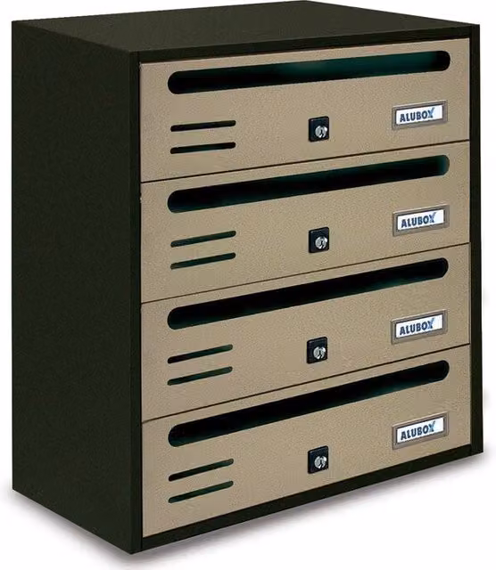 Cassetta Postale Alubox Cubo R color Sabbia L: 38,5 cm, P: 25 cm, H: 43 cm