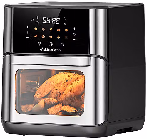 Friggitrice ad aria Melchioni Family Flora, capacità 12 l, 1800 W, 10 programmi, Silver e Black
