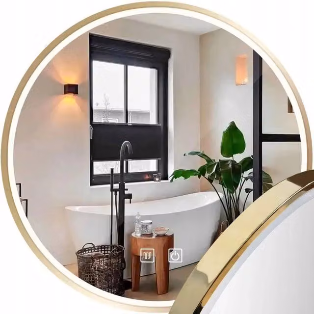 Specchio da parete tondo con LED Rea colore oro diametro 70 cm