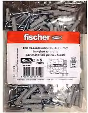 Set di 100 tasselli in nylon Fischer con vite da 5 mm colore bianco