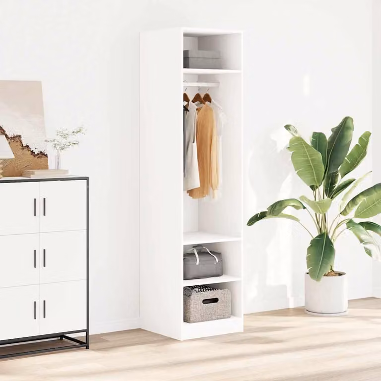 Armadio bianco moderno vidaXL in legno e MDF con ante a battente e ripiani, L/P/H: 50 x 50 x 200 cm