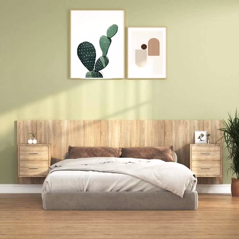 Testiera Letto con Comodini Integrati vidaXL in Legno Multistrato Rovere Sonoma Marrone L: 160 cm, P: 32,5 cm, H: 80 cm