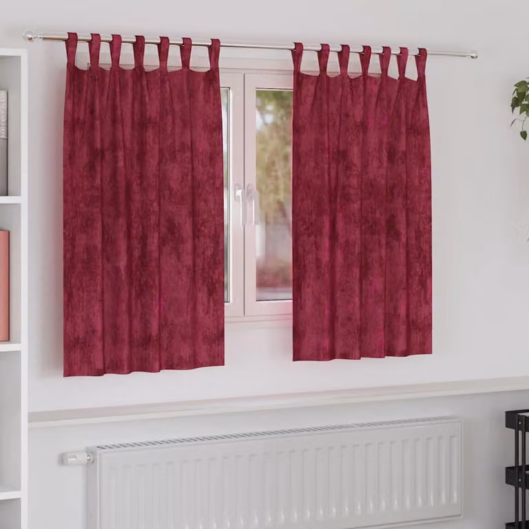 Set di 2 tende in velluto vidaXL color rosso vino, oscuranti e termoisolanti, L 140 cm x H 140 cm