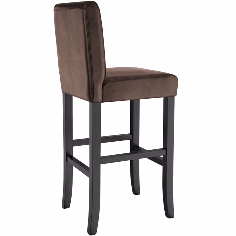 Set di 4 sgabelli da bar TecTake GmbH in pelle sintetica marrone con struttura in legno e metallo per cucina e sala da pranzo, H: 107 cm, L: 41 cm, P: 40 cm