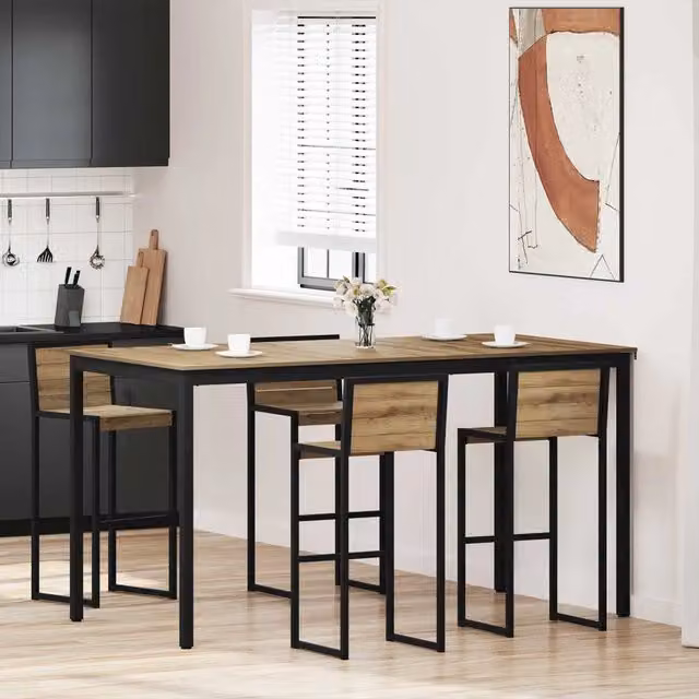 Tavolo da pranzo rettangolare moderno vidaXL in legno MDF e metallo, colori nero e marrone