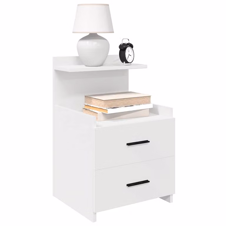 Comodino con 2 Cassetti vidaXL Bianco Moderno L: 40 cm, P: 36,5 cm, H: 62 cm