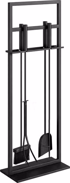Set di 5 utensili per camino con supporto in metallo Outsunny, nero