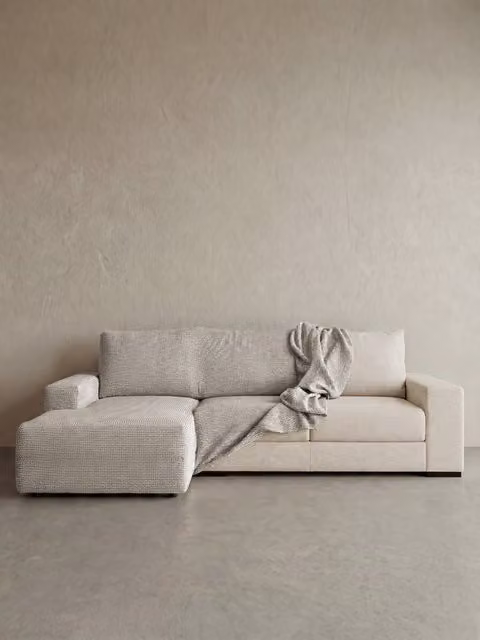 Fodera per divano chaise longue Coven Kenay Home, colore grigio, larghezza: 290 cm, tessuto jacquard elasticizzato antiscivolo