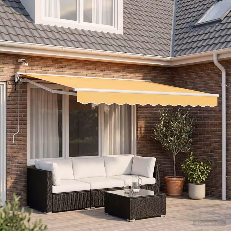 Tettuccio elettrico retrattile vidaXL in sabbia con struttura in alluminio e copertura in poliestere L/P: 3,5 x 2,5 m