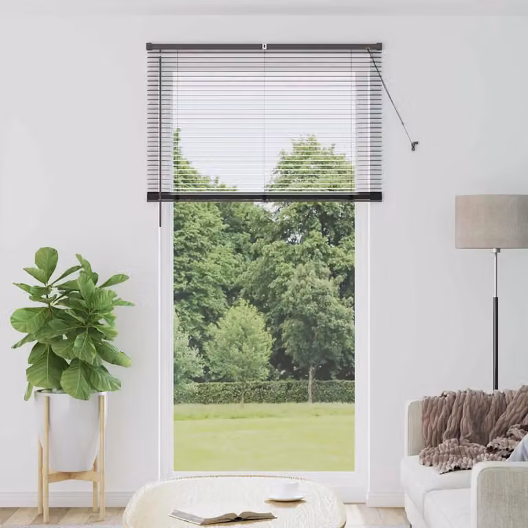 Tenda Veneziana vidaXL in Alluminio Nero, L: 220 cm, H: 115 cm, Larghezza delle lamelle: 25 mm