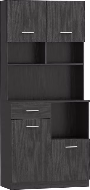 Mobile cucina HOMCOM nero con cassetto e ante con chiusura ammortizzata, L 80 x P 35 x H 180 cm