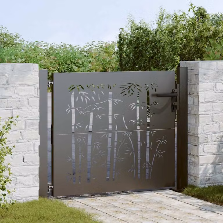 Cancello da giardino vidaXL in acciaio nero L: 110 cm, H: 105 cm