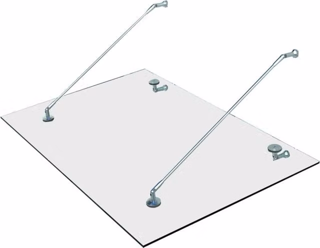 Pensilina Xylo in vetro temperato trasparente e acciaio inox 304, L: 150 cm, P: 90 cm