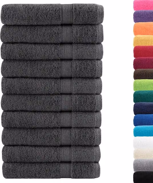 Set di 10 asciugamani da sauna vidaXL in cotone spugna color antracite, L 80 cm x P 200 cm, 600 g/m²