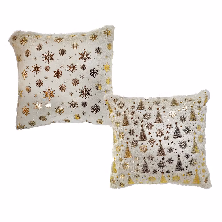 Cuscino Natalizio Sfoderabile Vestiamo Casa Panna con Dettagli Oro L/P: 45 x 45 cm