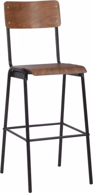 Set di 6 sedie da bar impilabili vidaXL in legno e metallo nero e marrone per cucina e soggiorno