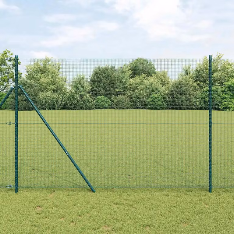 Recinzione a rete saldata vidaXL in acciaio e PVC verde da fissare a terra, L: 25 m, H: 1,5 m