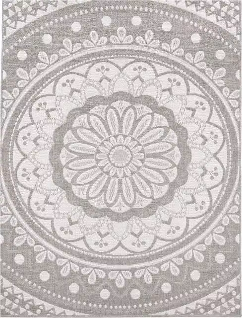 Tappeto rotondo Breezy grigio per interni ed esterni, stile boho oriental, L: 60 cm