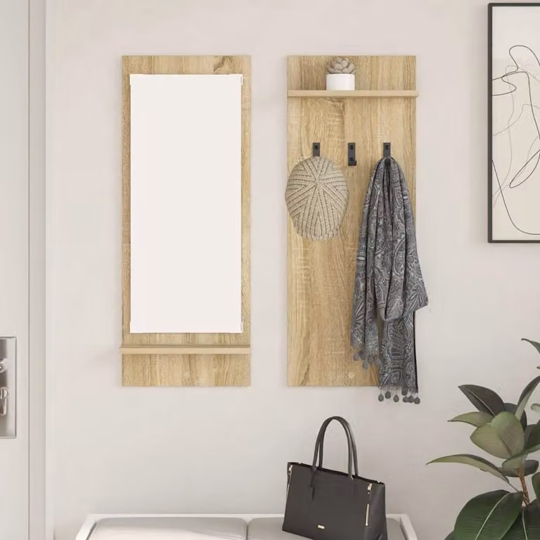 Appendiabiti a muro vidaXL Rovere Sonoma, L 70 x P 10 x H 90 cm
