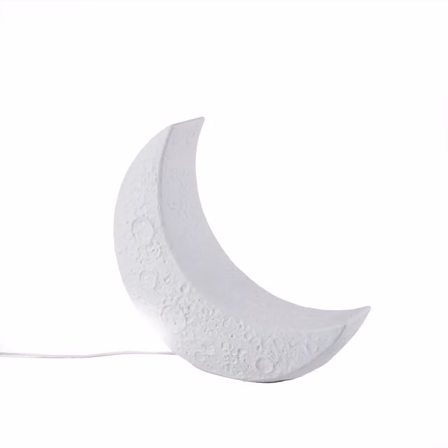 Lampada da tavolo Seletti My Tiny Moon in ceramica bianca con luce LED warm white
