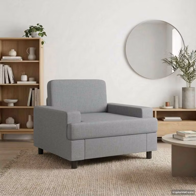 Poltrona Lounge moderna vidaXL in tessuto grigio con braccioli