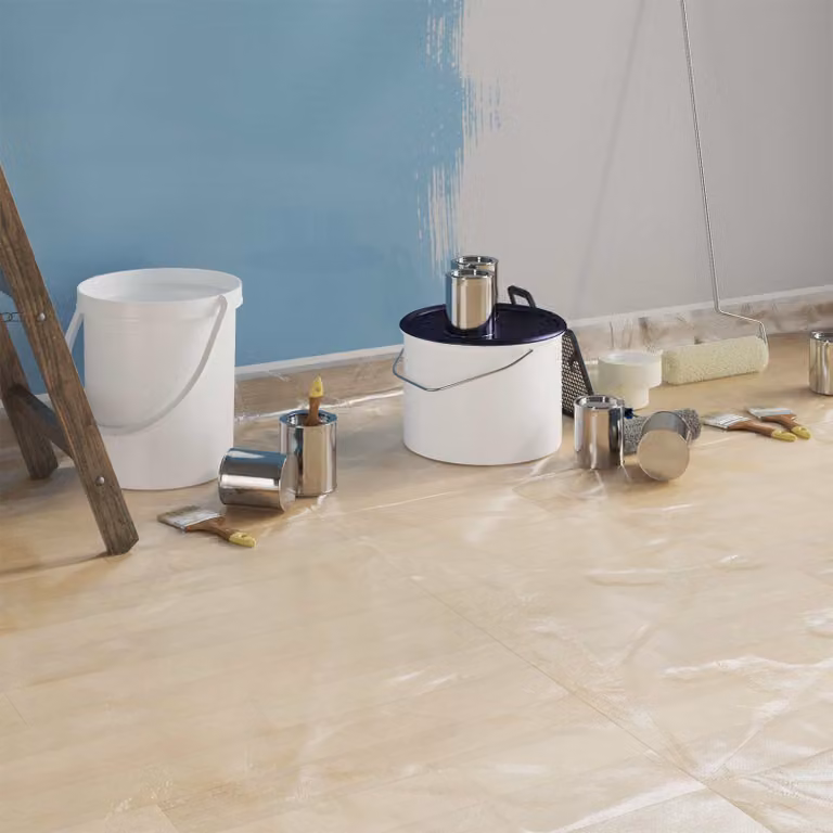 Set di 6 teli protettivi per polvere vidaXL in PE trasparente con nastro adesivo, L: 140 cm, P: 33 cm, H: 1,4 cm