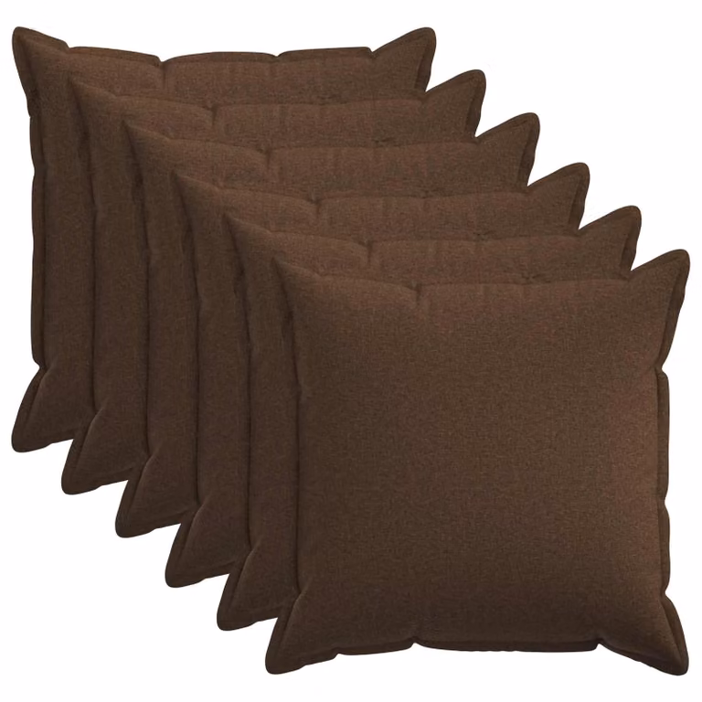Set di 6 federe vidaXL HOUTEN marroni in poliestere, forma quadrata, 70 x 70 cm