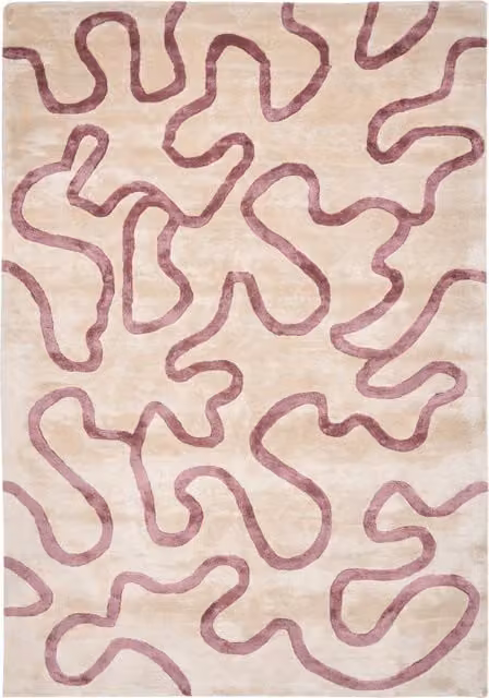 Tappeto Beliani in viscosa e lana con design astratto glamour, multicolore beige e rosa, L: 230 cm, P: 160 cm