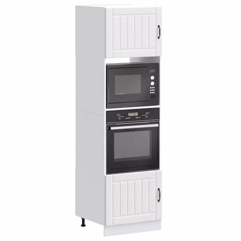Set di 2 armadi per forno vidaXL Lucca bianchi in legno MDF per cucina moderna