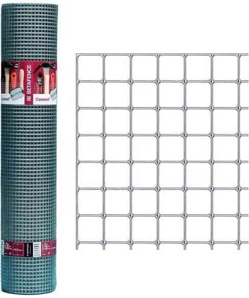 Rete elettrosaldata Betafence Casanet a maglia quadrata in acciaio zincato argento, maglia 19 x 19 mm, filo 1,4 mm, H: 101 cm, L: 25 m