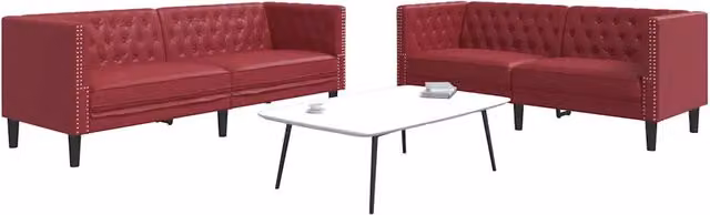 Set di 2 Divani Chesterfield vidaXL in Similpelle Rosso per Soggiorno